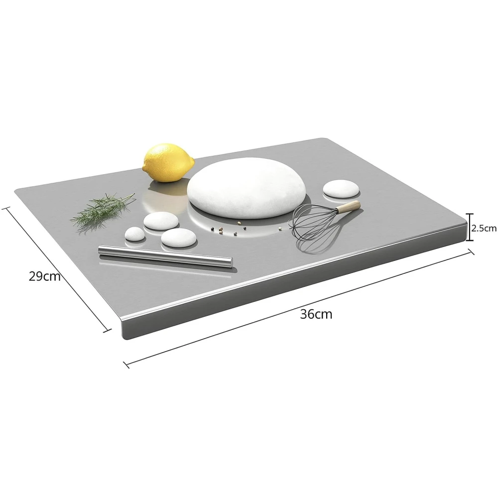 Palomino Stainless Steel Chopping Board & Rolling Pin | Non-Slip, Round Edge, Rust-Proof | Ideal for Fruits, Meat & Veggies (47CMx61CM)