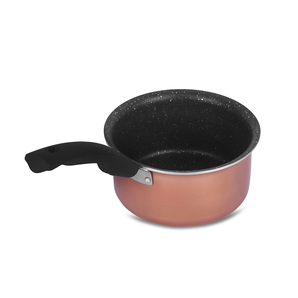 Palomino Aluminium Sauce Pan | Heavy Duty Non-Stick Sauce Pan | Cookware with Bakelite Handle (16CM (Non IB), Copper)