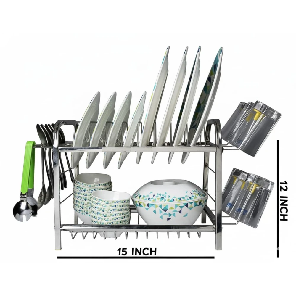Palomino 4 Layer Kitchen Rack Stainless Steel Shelf Wall Mount Kitchen Dish Rack | Utensils Rack with Plate & Cutlery Stand | Kitchen Organizer | Modular Kitchen Storage Rack (24 X 18 Inch)