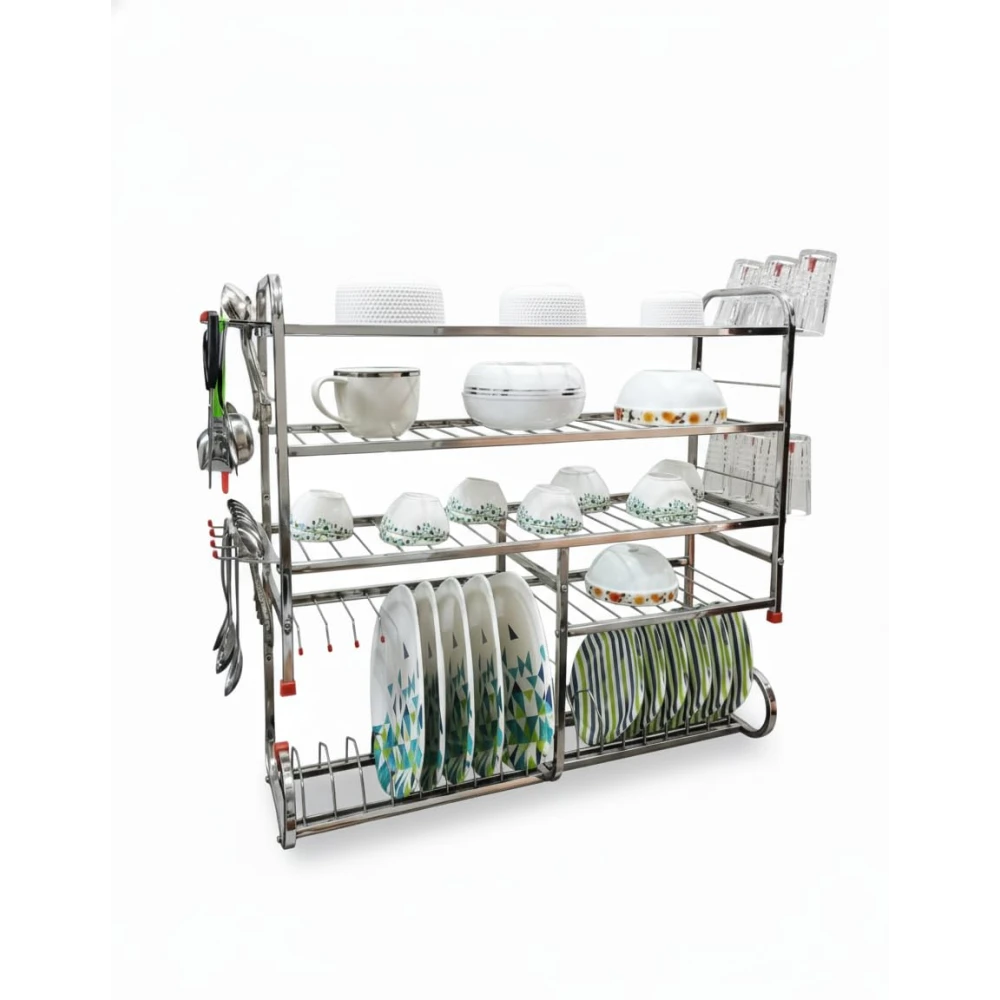Homify Kitchen Dish Rack | Wall Mounted | 5 Shelves | Stainless Steel Utensil Rack| Holds 18+ Plates | Space-Saving | Rustproof | Easy Assembly - 28.5 X 28.5 INCH