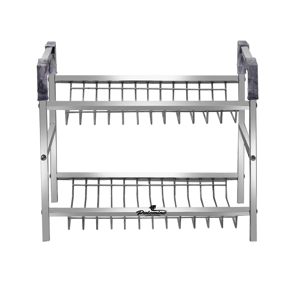 Palomino Stainless Steel 2-Tier Rack Container Organiser/Basket for Boxes Utensils Dishes Plates for Home Containers Kitchen Rack