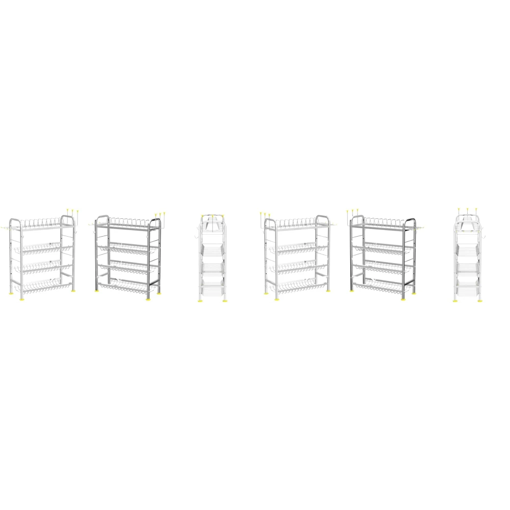 Palomino 4 Layer Kitchen Rack Stainless Steel 4 Layer Shelf Wall Mount Kitchen Dish Rack | Kitchen Organizer | Utensils Rack with Plate & Cutlery Stand | Modular Kitchen Storage Rack (27 X 21 Inch)
