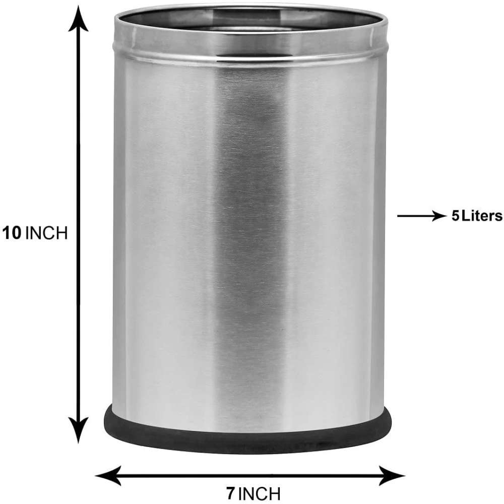 Homify Stainless Steel Dustbin Waste Bin Stainless Steel Dustbin for Home Kitchen Office
