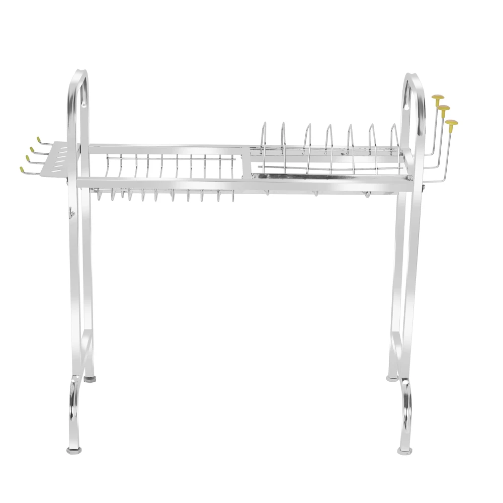 HOMIFY Stainless Steel Over The Sink Dish Drying Rack 24 Inch, 1-Tier Utensil Holder for Kitchen Counter Top, Standing Shelf for Organize Kitchen