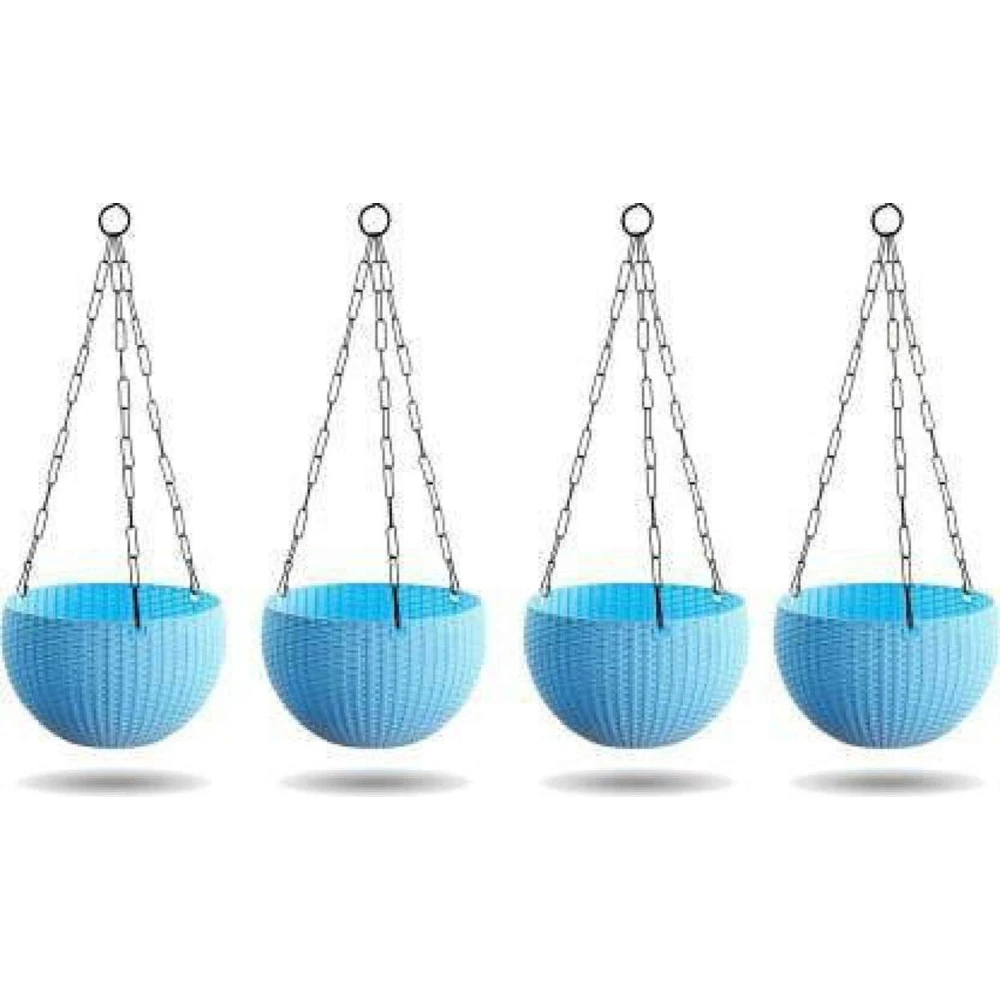 Homify Plant Container Set Hanging Planter for Home Balcony and Garden Decoration (Pack of 4, Plastic)