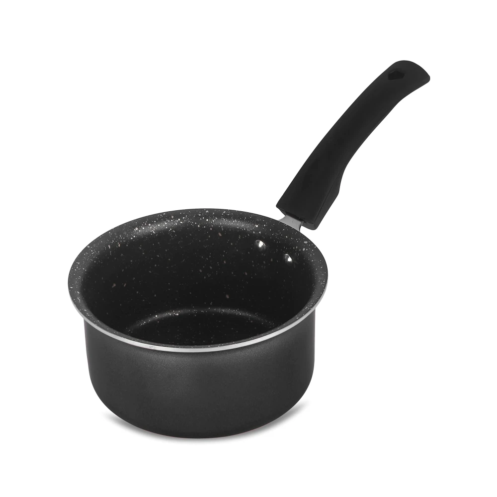 Palomino Aluminium Sauce Pan | Heavy Duty Non-Stick Sauce Pan | Cookware with Bakelite Handle (16CM (Non IB), Black)