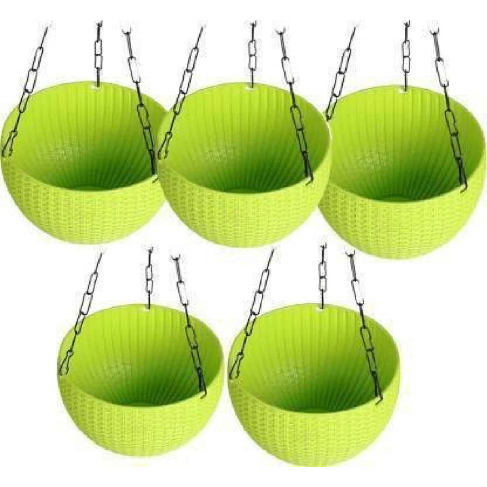 Palomino Plastic Container Set Euro Basket Hanging Pot Railing Pot Hook Pot (Pack of 5 pcs Euro Basket) Plant Container Set (Pack of 5, Plastic)