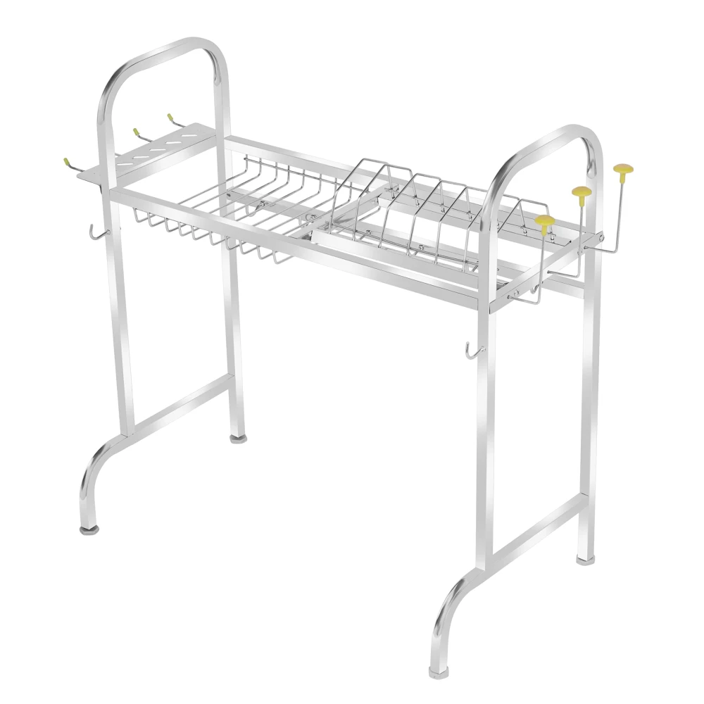 HOMIFY Stainless Steel Over The Sink Dish Drying Rack 24 Inch, 1-Tier Utensil Holder for Kitchen Counter Top, Standing Shelf for Organize Kitchen