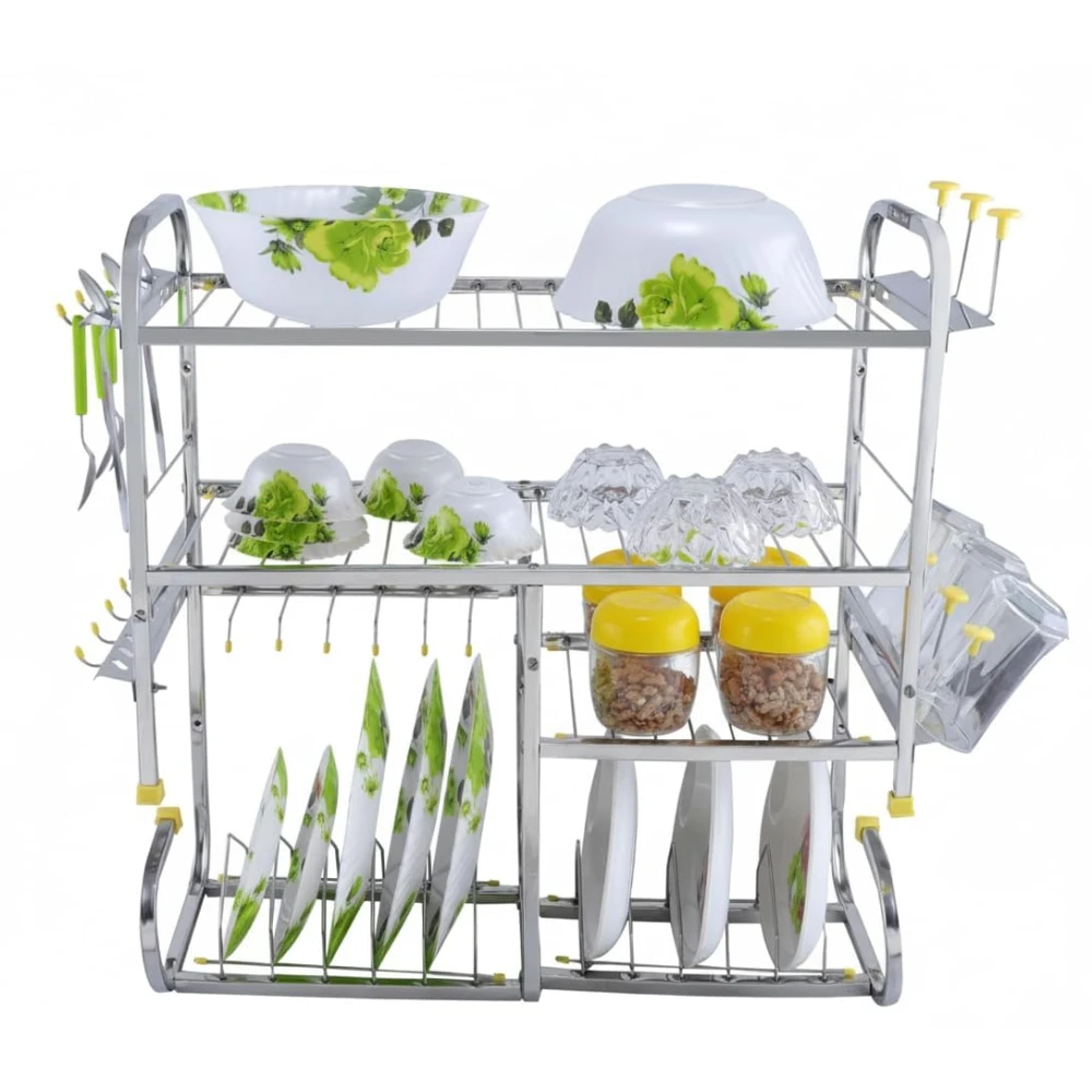 Palomino Wall Mounted Kitchen Dish Rack | 4 Shelves | Stainless Steel Rack | Holds 18+ Plates | Space-Saving | Rustproof | Easy Assembly (24X24 INCH)