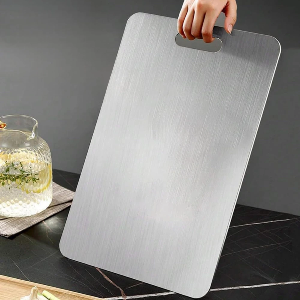Palomino Stainless Steel Chopping Board for Kitchen | Heavy-Duty Cutting Board for Vegetables, Fruits, Meats | Vegitable Chopper Boards | Premium Metal Chopping Board | Size-Medium (31.8x21cm)