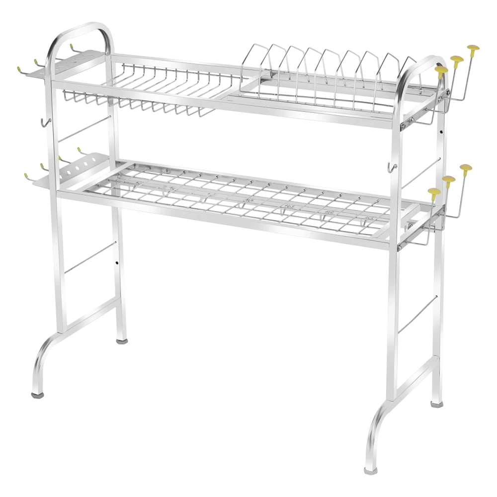 Homify Stainless Steel Over The Sink Dish Drying Rack 28 Inch| 2-Tier Utensil Holder for Kitchen | Counter Top Sink Rack | Standing Shelf for Organize Kitchen | Kitchen Dish Rack (2 Shelf)