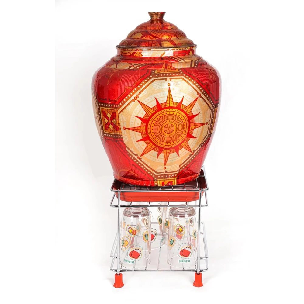 Homify Steel Stand Heavy Duty Matka Stand with Bottom Tray | Rust-Resistant, Durable & Space-Saving Design Pot Stand with Round Surface Stand Water Dispenser Stand