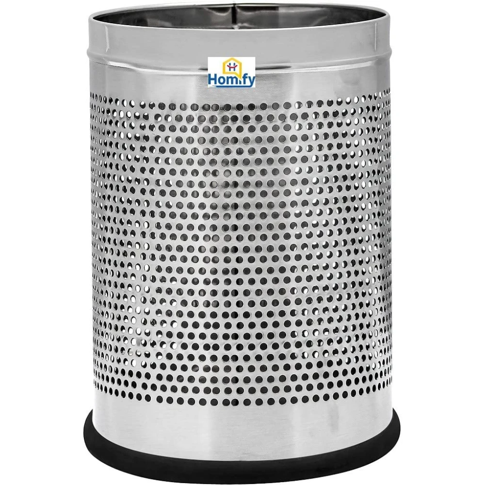 Homify S S Dustbin Perforated Dustbin for Office Home Kitchen Stainless Steel Dustbin- 5LTR