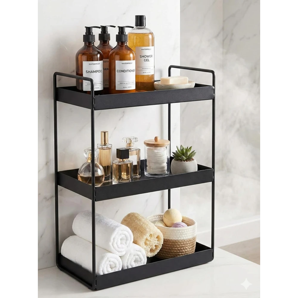 Palomino Metal 3-Tier Standing Spice Rack Storage Organizer, Bathroom Countertop Storage Shelf Cosmetic Organizer and Home and Kitchen Spice Rack