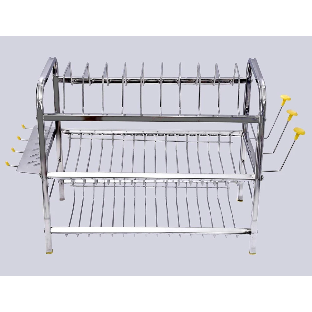 Palomino 3 Layer 18 Inch Kitchen Rack Wall Mount Dish Rack Plate Cutlery Stand | Kitchen Utensils Mini Rack for Modern Kitchen (Steel, 15 x 18 inch)
