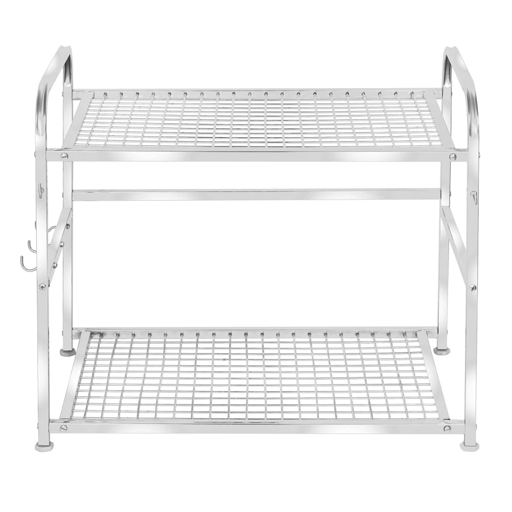 Homify Microwave Stand Kitchen Microwave Shelf/Kitchen Counter Shelf Organizer, Spicy Shelf Rack Toaster Organizer, Microwave Oven Rack, 2 Tiers with 2 Hooks (74 x 44 x 8 cm)