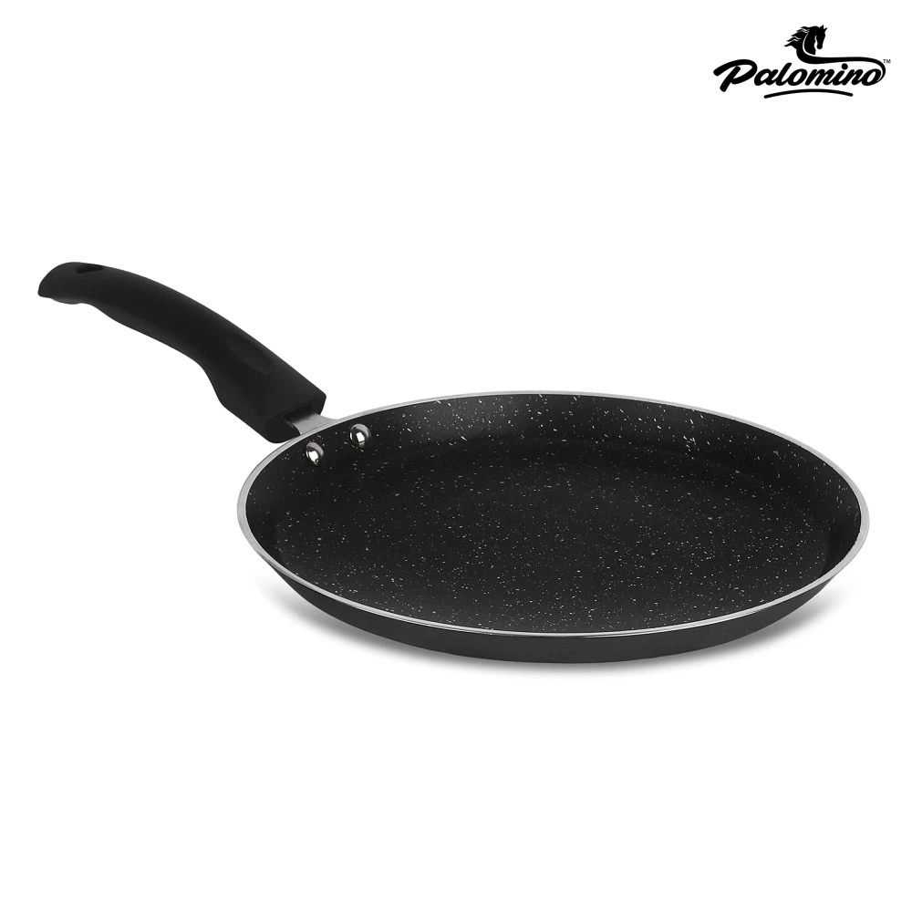 Palomino Induction Base Non-Stick Aluminium Cookware Set of Fry Pan, Tawa/Griddle and Kadhai/Wok with Glass Lid (Black, Set of 4)