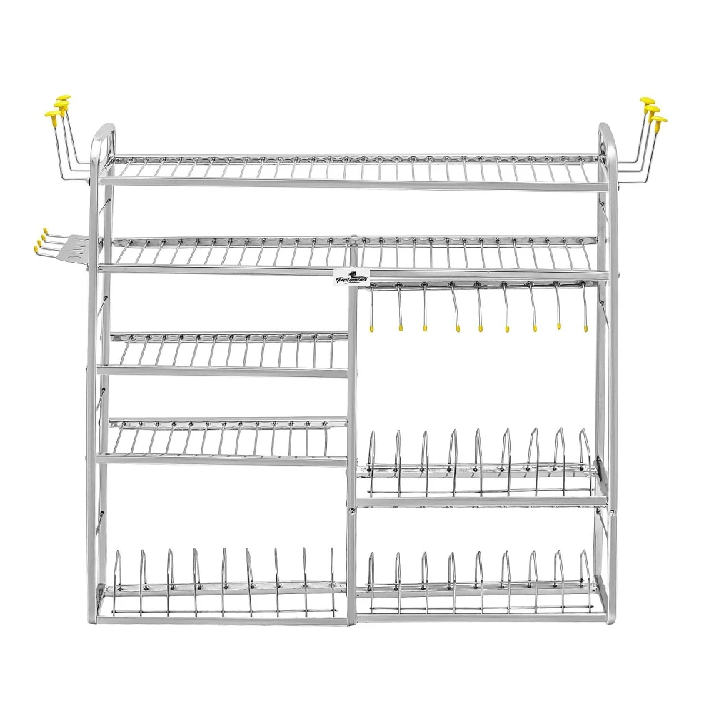 Homify Stainless Steel Polo Wall Mount 5 Layer Modern Kitchen Utensils Dish Rack Stainless Steel Kitchen Rack Utensil Rack Utensil Stand (30 Inch)