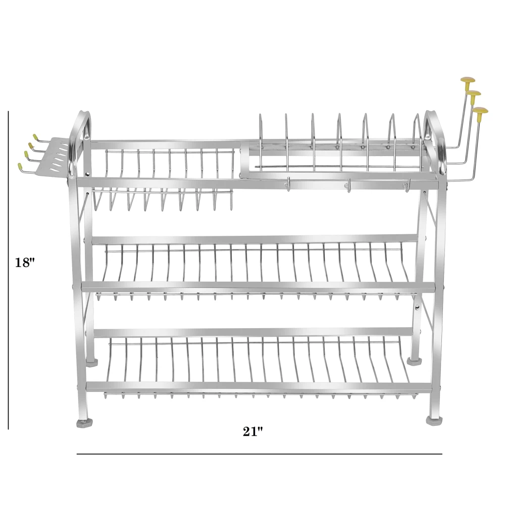 Palomino OPAL 18x21 inch Wall Mount Kitchen Utensils Dish Rack | Stainless Steel Utensil Rack/Stand | Dish Stand/Holder | Kitchen Organizer | Utensils Rack with Plate & Cutlery Stand