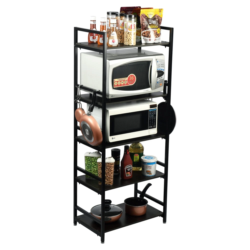 PALOMINO 5 Layer Microwave Rack/Kitchen Rack/Storage Shelf for Home, Office, Printer Desk Containers Kitchen Rack (Brown)(Iron)