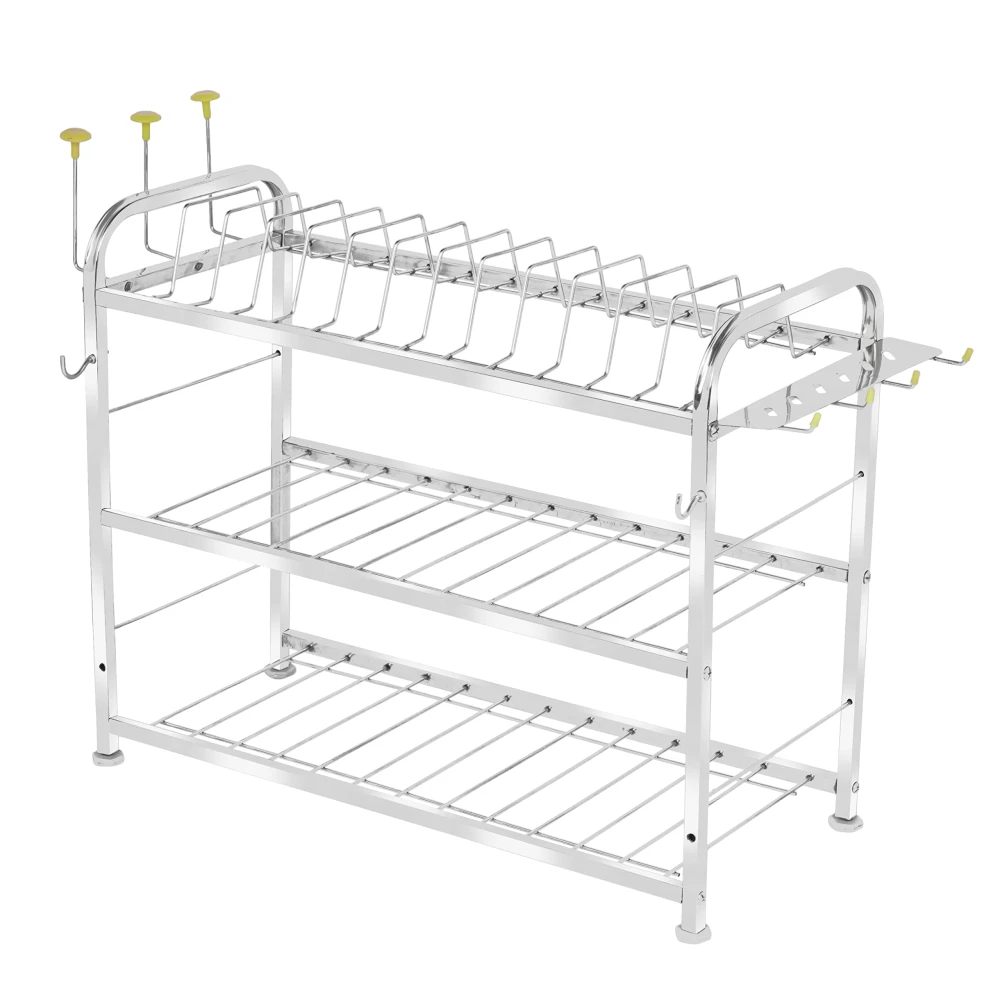 Palomino Wall Mount Kitchen Utensils Dish Rack | Stainless Steel Utensil Rack/Stand | Dish Stand/Holder | Kitchen Organizer | Utensils Rack with Plate & Cutlery Stand (18 x 21)