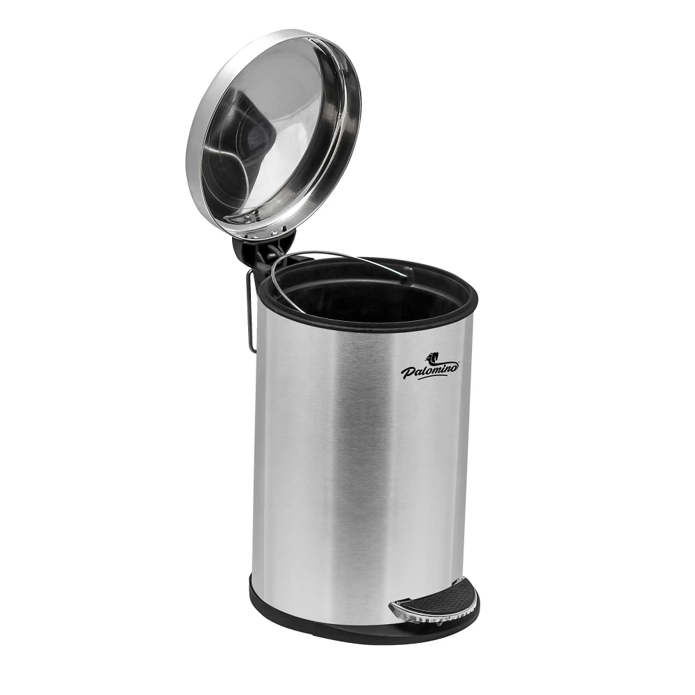 PALOMINO Stainless Steel Plain Pedal Dustbin/Plain Pedal Garbage Bin with Plastic Bucket - 7L