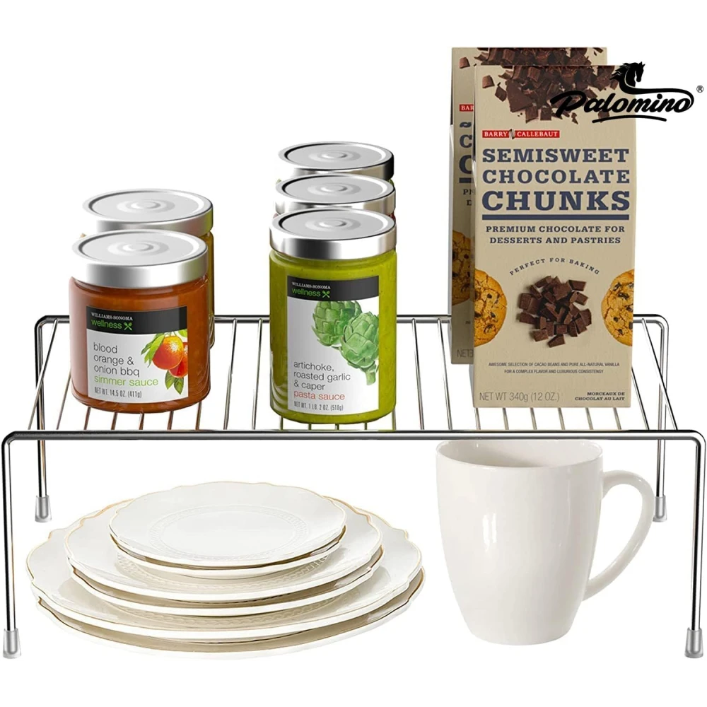 Palomino Stainless Steel Under Cabinet Kitchen Dish Rack Expandable Storage Floating Shelves for Kitchen Multipurpose Organizer with Anti-Rust Nano Coating - Pack of 2