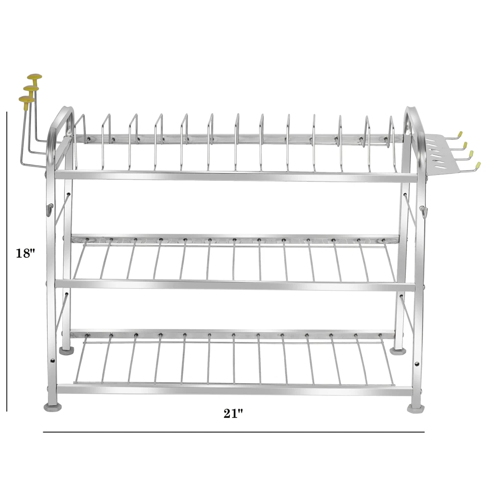 Palomino Wall Mount Kitchen Utensils Dish Rack | Stainless Steel Utensil Rack/Stand | Dish Stand/Holder | Kitchen Organizer | Utensils Rack with Plate & Cutlery Stand (18 x 21)