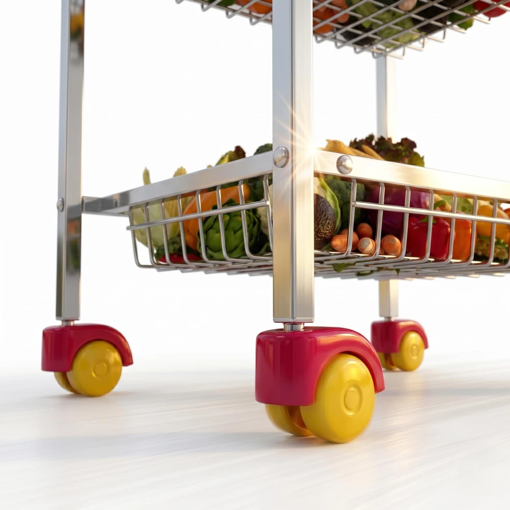 Palomino Fruits/Vegetables Kitchen Rack 2 Step Fruit and Vegetable Rack Stainless Steel Kitchen Trolley (Rectangle, 2 Tier)