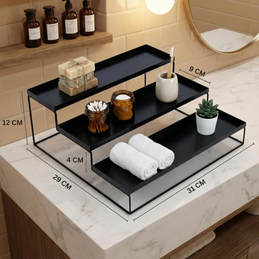 Palomino 3-Step Kitchen Countertop Spice Rack Container Utensil Holder Organizer Black