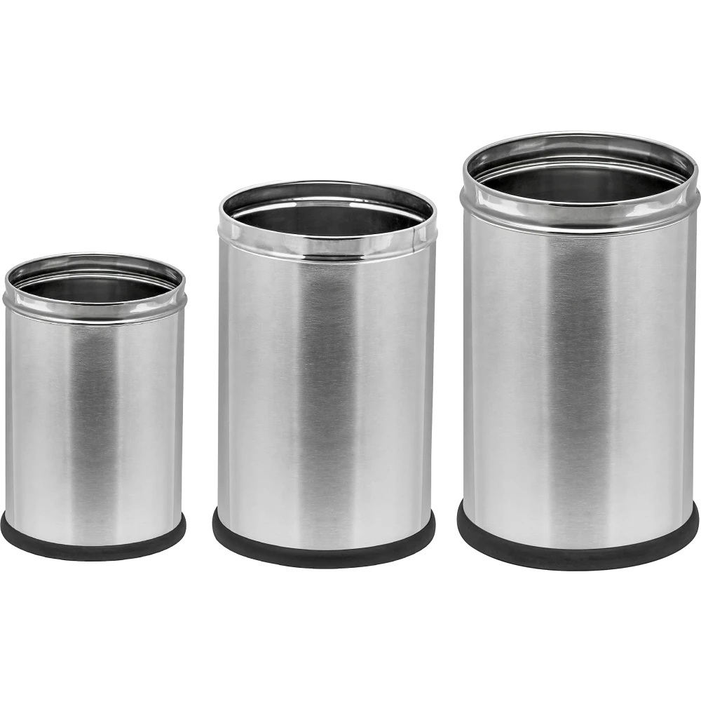 Palomino Stainless Steel Plain Dustbin Waste Bin Trash Bin Garbage Bin Steel Dustbin Steel Dustbin Pack of 3