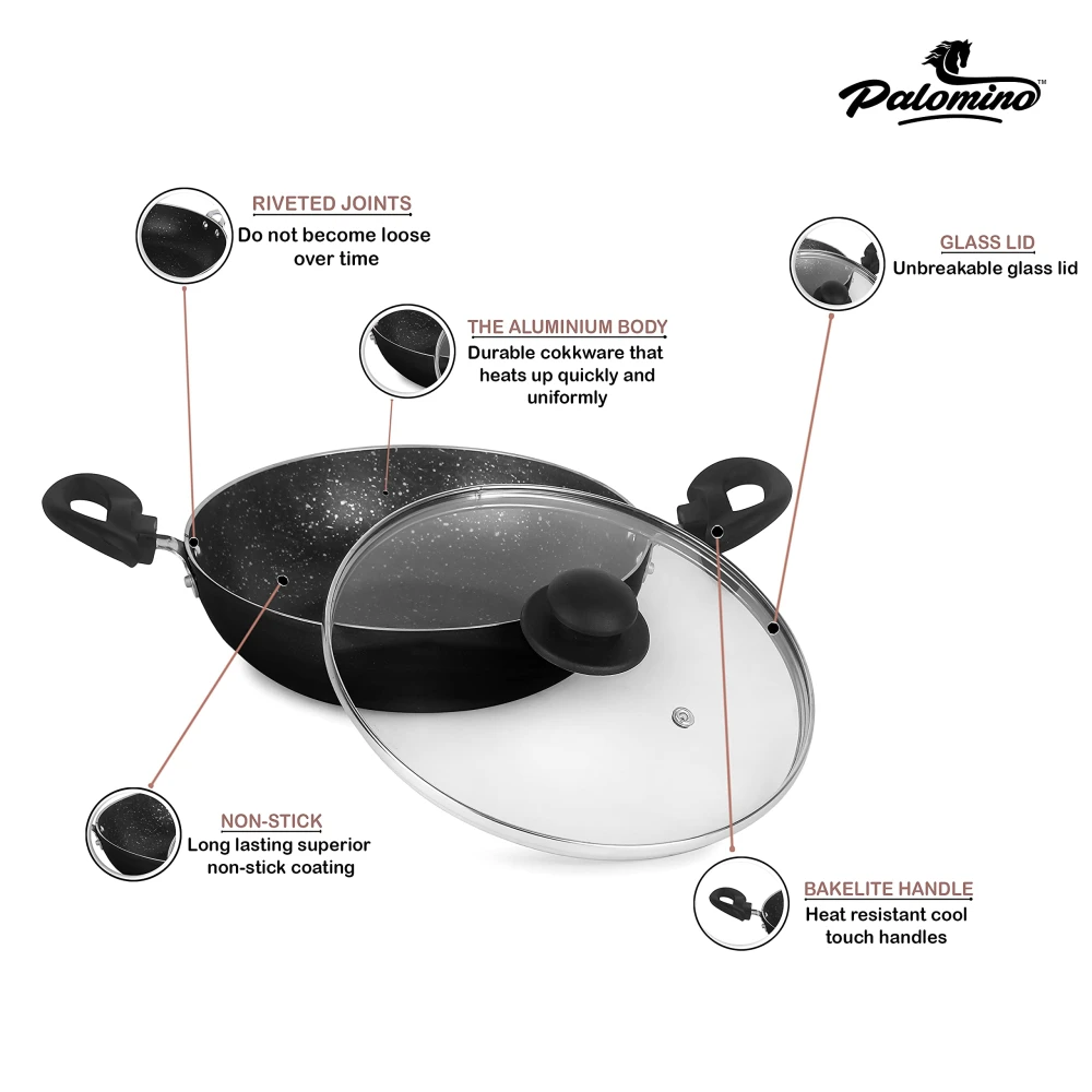 Palomino Non-Stick Aluminium Cookware Set for kitchen (Non-Induction Base)