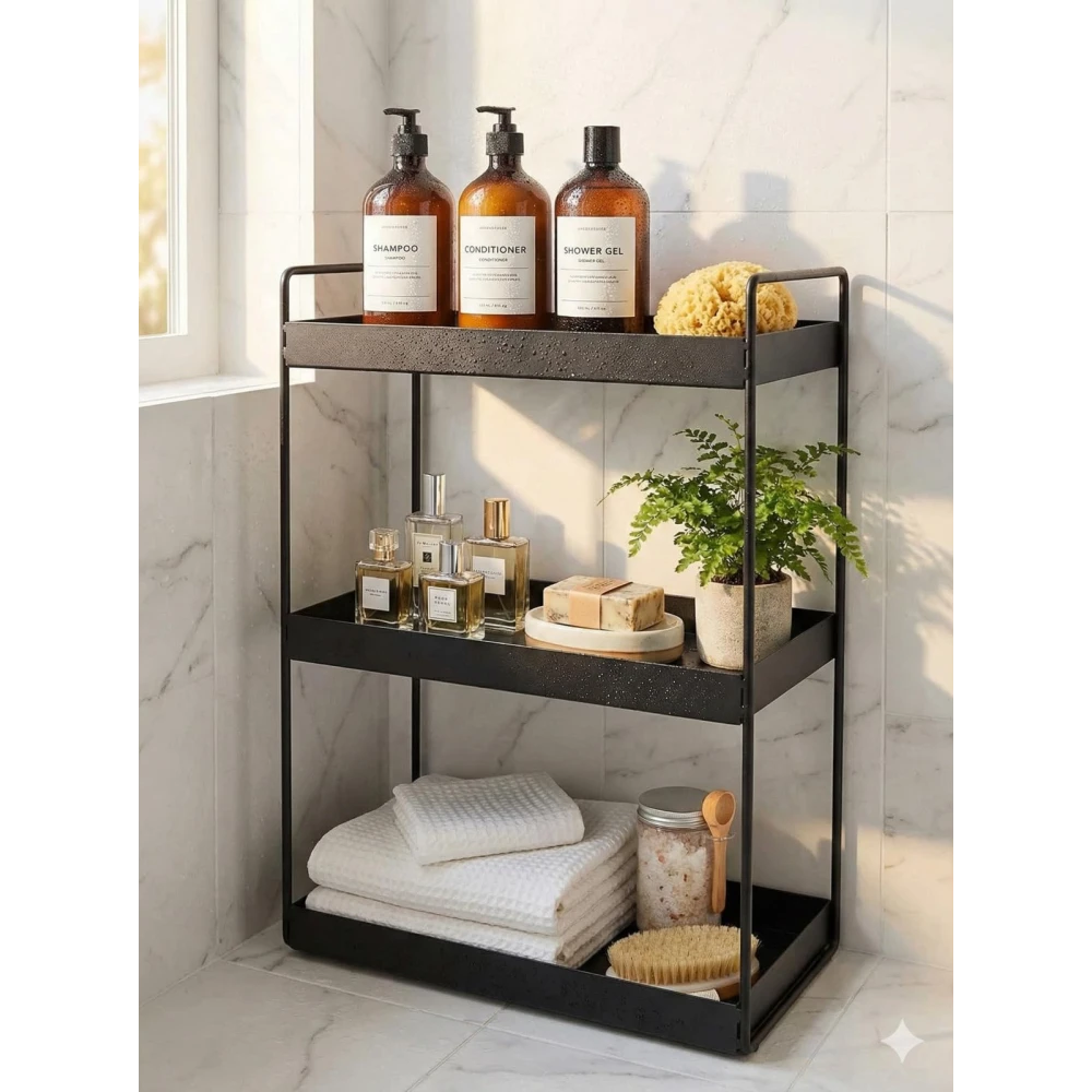 Homify Metal 3-Tier Standing Spice Rack Storage Organizer, Bathroom Countertop Storage Shelf Cosmetic Organizer And Home/Kitchen Spice Rack