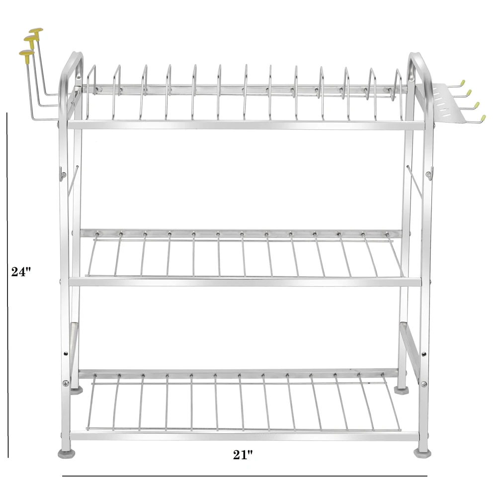 Palomino Wall Mount Kitchen Utensils Dish Rack | Stainless Steel Utensil Rack/Stand | Dish Stand/Holder | Kitchen Organizer | Utensils Rack with Plate & Cutlery Stand (24 x 21)