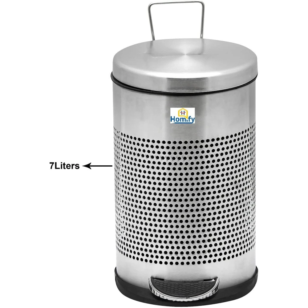 Homify Stainless Steel Dustbin for home Kitchen Office bathroom Trash Can Waste bin Stainless Steel Dustbin - 7 LTR