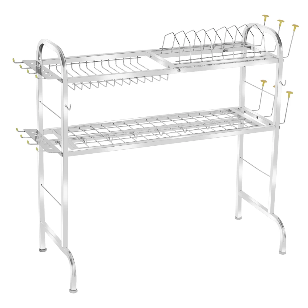 Palomino Stainless Steel Over The Sink Dish Drying Rack 28 Inch - 2-Tier Utensil Holder for Kitchen Counter Top - Standing Shelf for Organization (2 Shelf) - Countertop, 32D x 70W x 72H cm