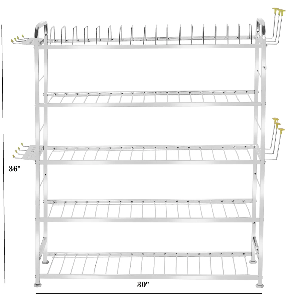 Palomino Wall Mount Kitchen Utensils Dish Rack | Stainless Steel Utensil Rack/Stand | Dish Stand/Holder | Kitchen Organizer | Utensils Rack with Plate & Cutlery Stand (36 x 30)