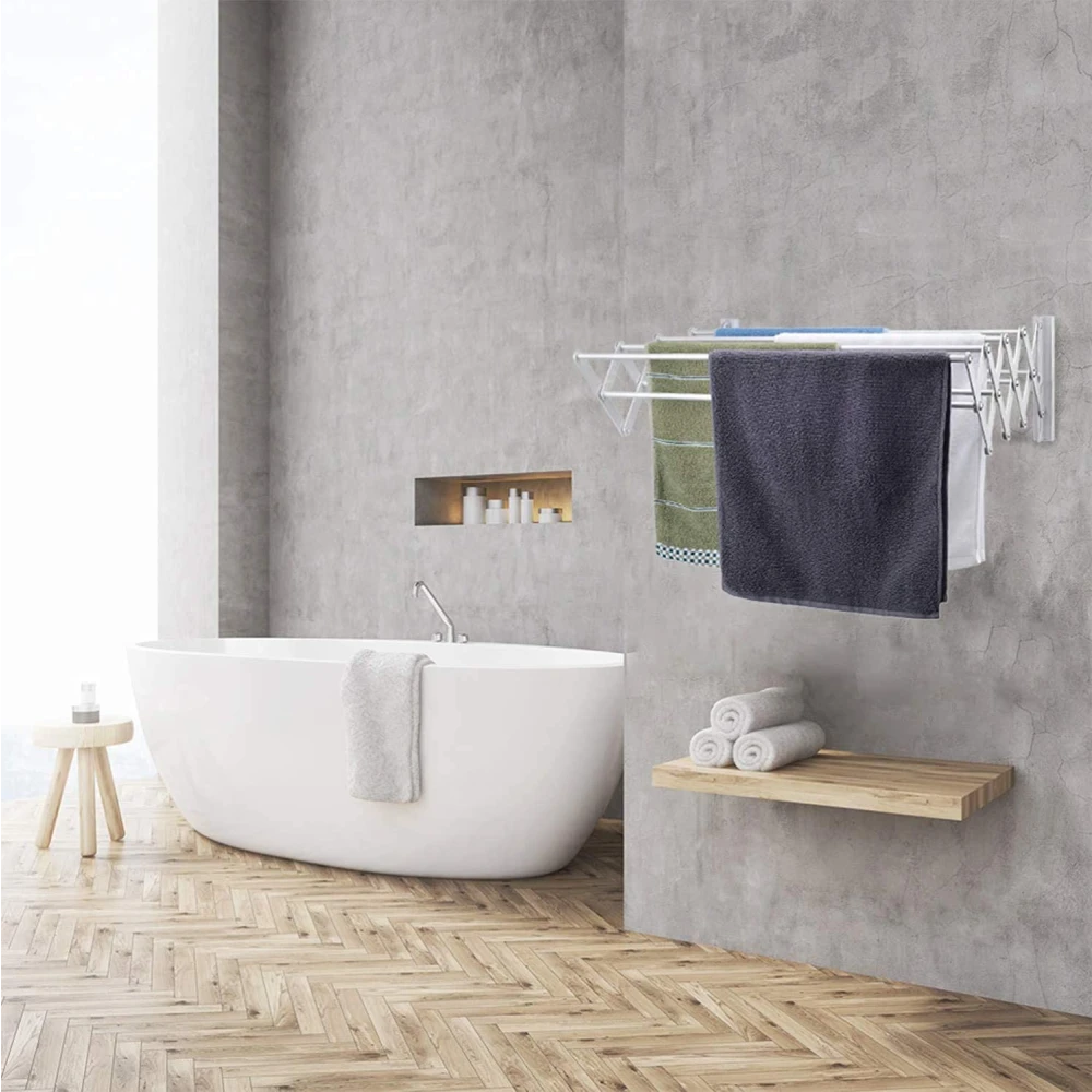 Palomino 7 Rod - Rust-Free Stainless Steel Wall Mount Clothes Drying Stand/Cloth Dryer Racks/Towel Bar Dry Foldable Laundry Rack for Bathroom/Balcony/Indoor/Outdoor/Home/Office/Flat (30 inches)