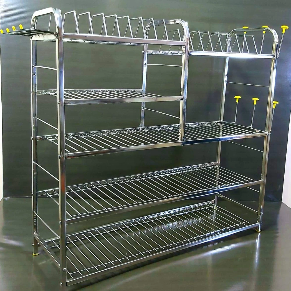 Palomino Wall Mount Kitchen Utensils Dish Rack | Stainless Steel Utensil Stand with Plate & Cutlery Holder (31 X 30 Inch) | Kitchen Shelves Organizer