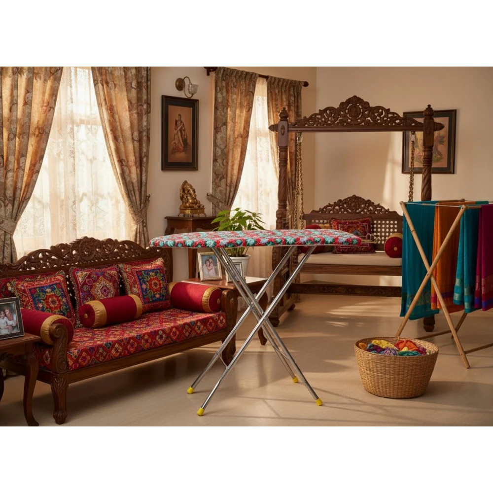 Homify Extra-Large Premium Ironing Board with Retractable Iron Rest and Heavy-Duty Stable Frame - Adjustable Height, Anti-Skid Feet & Foldable for Storage (Multi-Color)