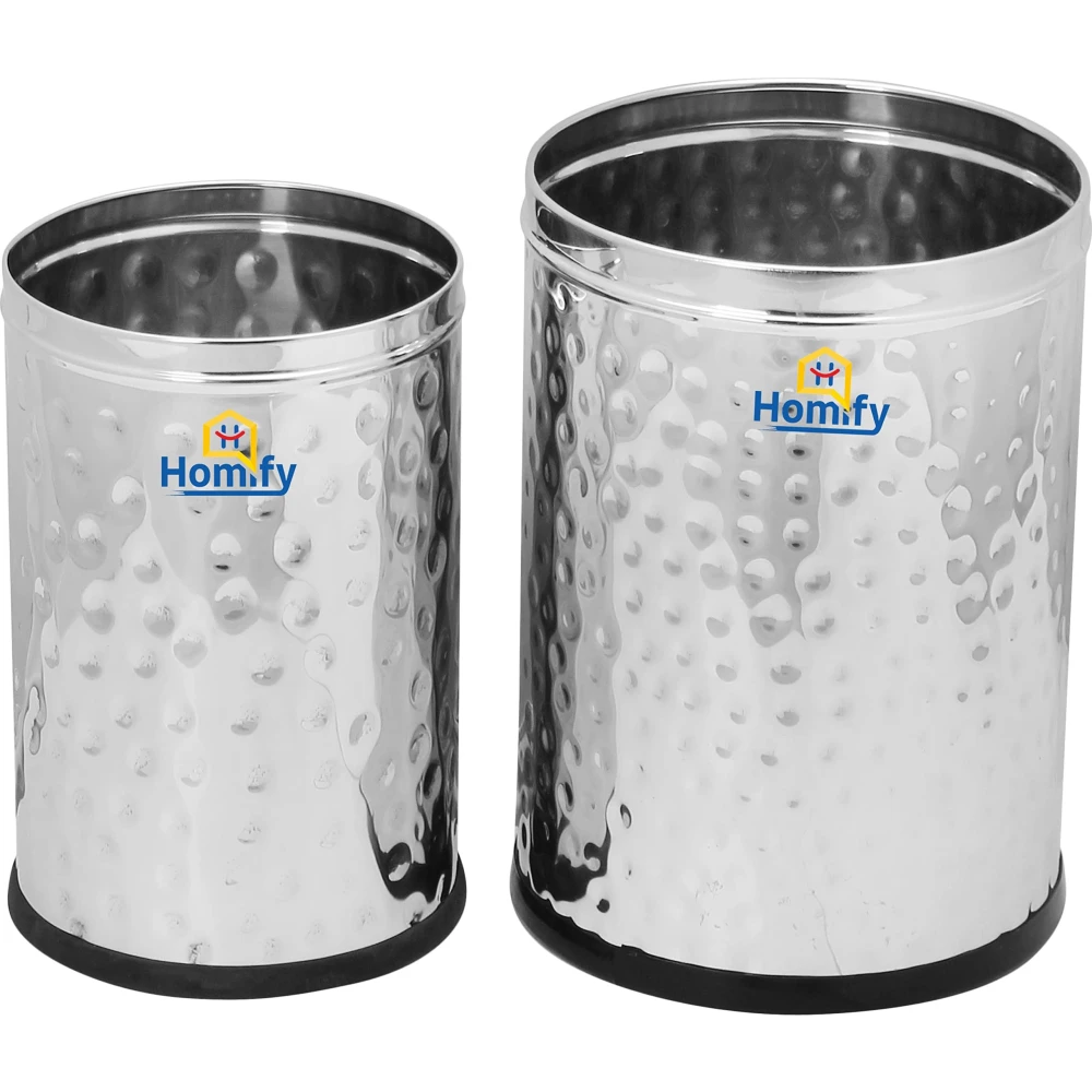 Homify Stainless Steel Dustbin for Home Kitchen S S Dustbin -Pack of 2, 7LTRand 11LTR