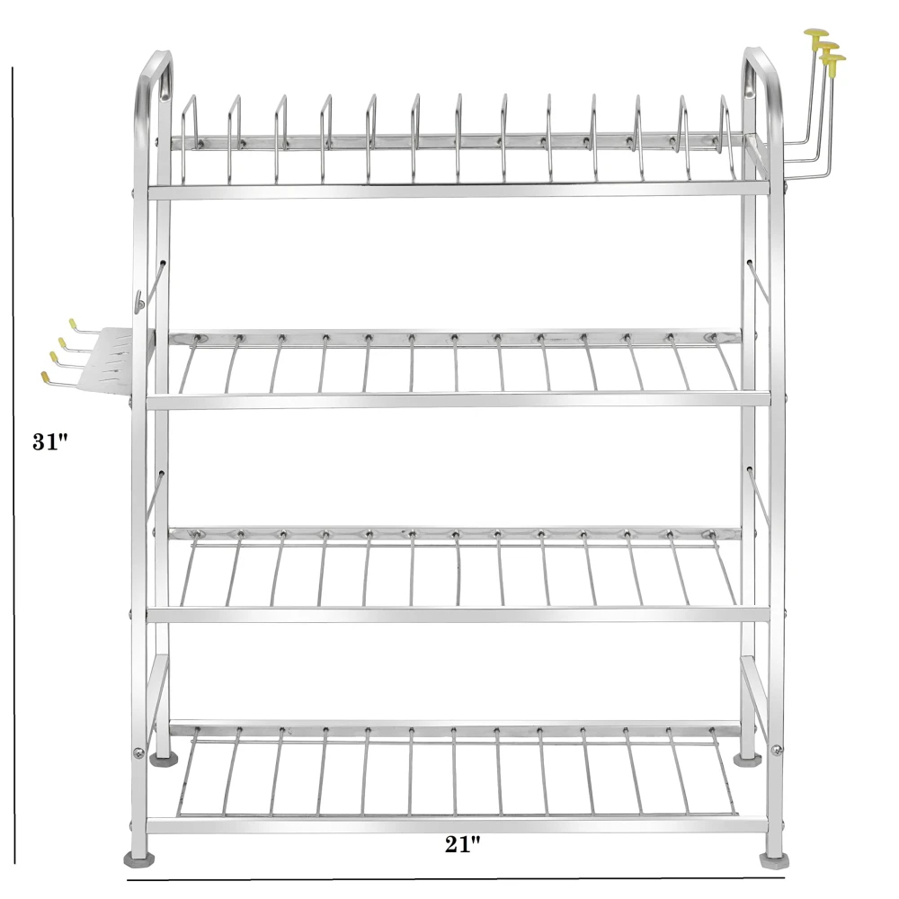 Homify Wall Mount Kitchen Utensils Dish Rack | Stainless Steel Utensil Rack/Stand | Dish Stand/Holder | Kitchen Organizer | Utensils Rack with Plate & Cutlery Stand (31 x 21)