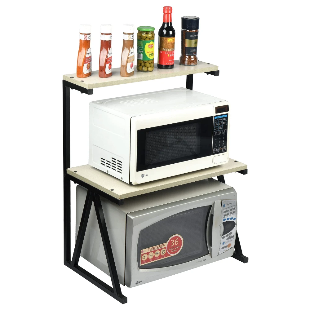 Palomino 2 Layer Microwave/OTG Rack | Multipurpose Kitchen Rack | Oven Stand/Holder | Storage Rack for Home Office Shop Containers | Utensils Storage Cabinet/Organizer (Material: Iron, Color: White)