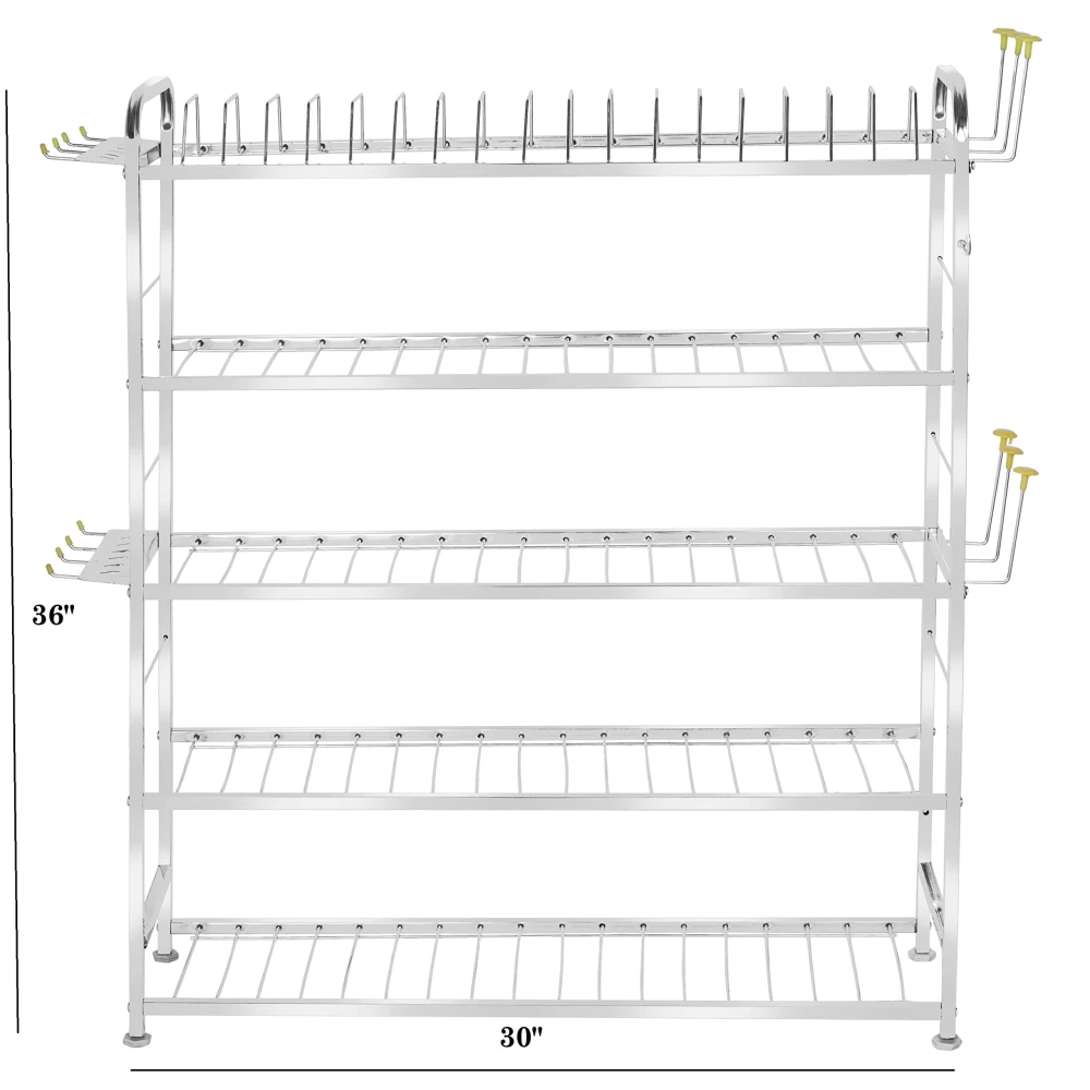 Homify Wall Mount Kitchen Utensils Dish Rack | Stainless Steel Utensil Rack/Stand | Dish Stand/Holder | Kitchen Organizer | Utensils Rack with Plate & Cutlery Stand (36 x 30)
