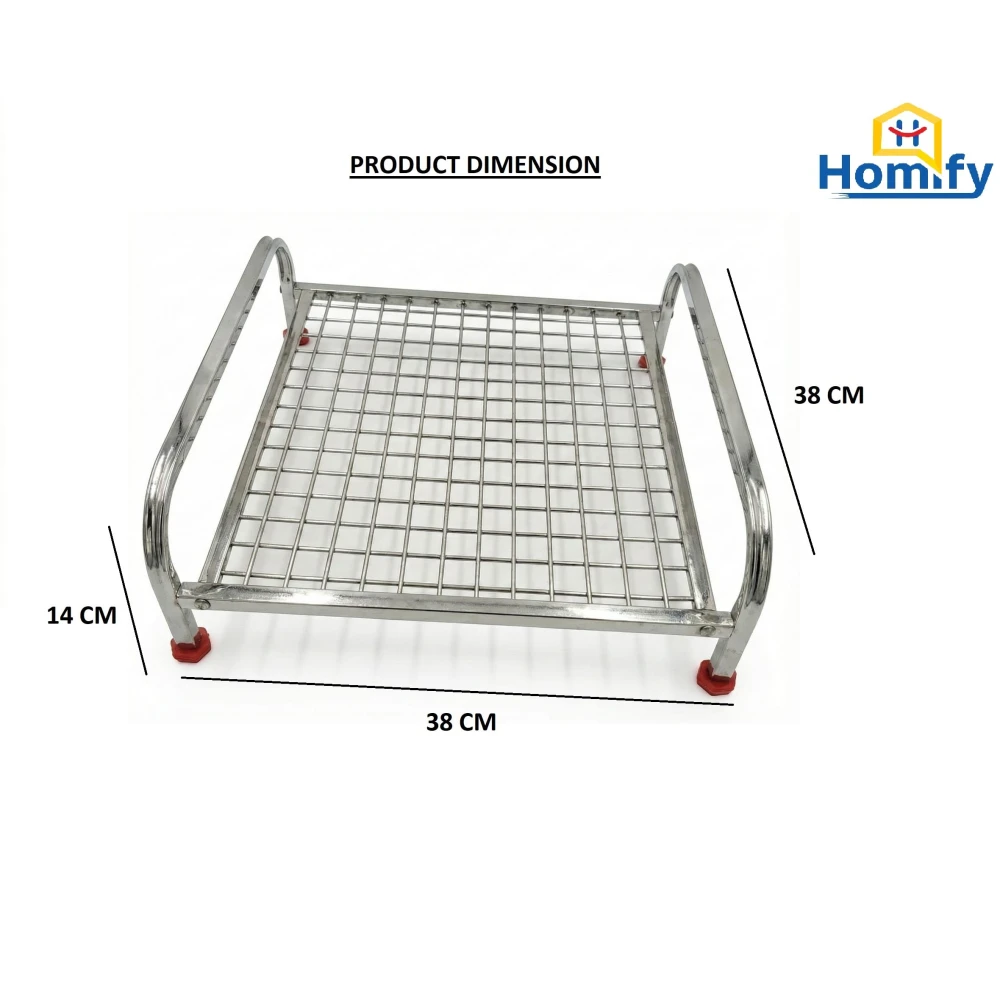 Homify Heavy-Duty Stainless Steel Shelf | Countertop Storage Organizer for Induction Cooktop, Office Supplies, & Toiletries