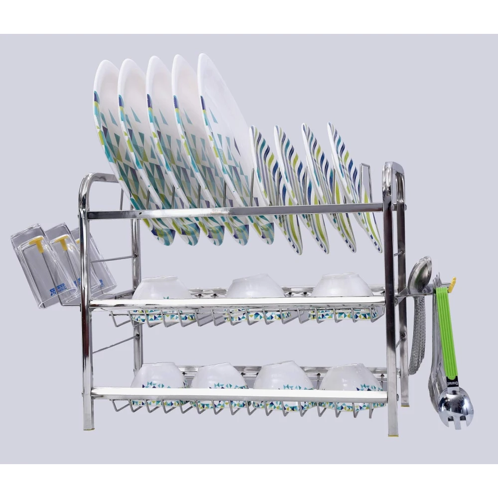 Palomino 3 Layer 18 Inch Kitchen Rack Wall Mount Kitchen Dish Rack Plate Cutlery Stand/Kitchen Utensils Mini Rack for Modern Utensils Holder (Steel, 15 x 18 inch)