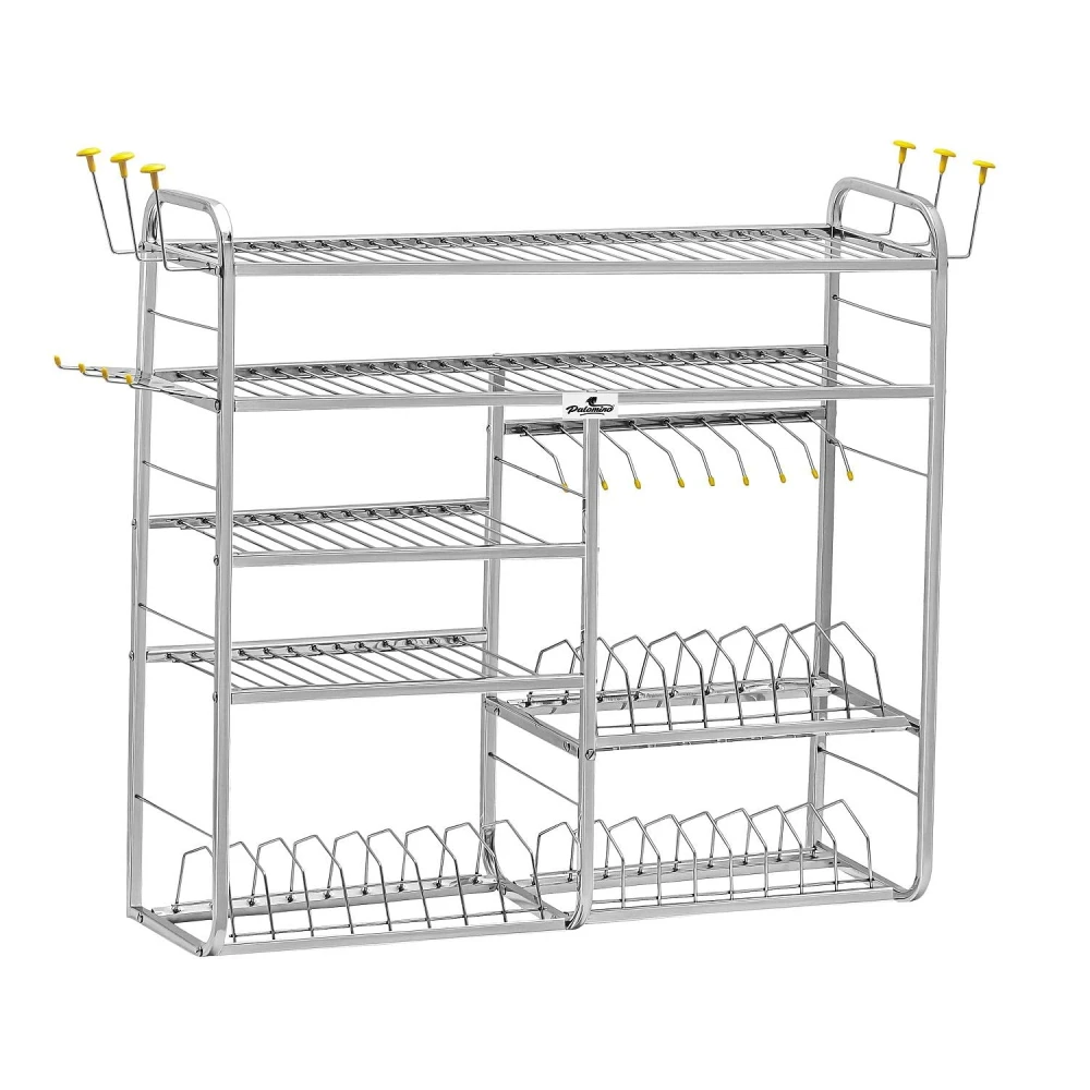 Homify Stainless Steel Polo Wall Mount 5 Layer Modern Kitchen Utensils Dish Rack Stainless Steel Kitchen Rack Utensil Rack Utensil Stand (30 Inch)