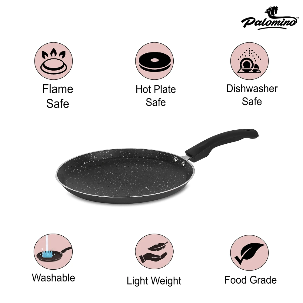 Palomino Aluminium Tawa | Non-Stick Tawa |Dosa Tawa/Pan | Pancake Pan | Griddle | Non-Induction Cookware | Non-Stick Flat Tava/Tawa