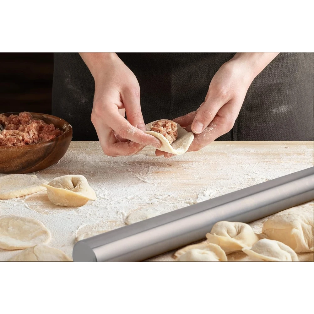 Palomino Stainless Steel Chopping Board & Rolling Pin | Non-Slip, Round Edge, Rust-Proof | Ideal for Fruits, Meat & Veggies (47CMx61CM)