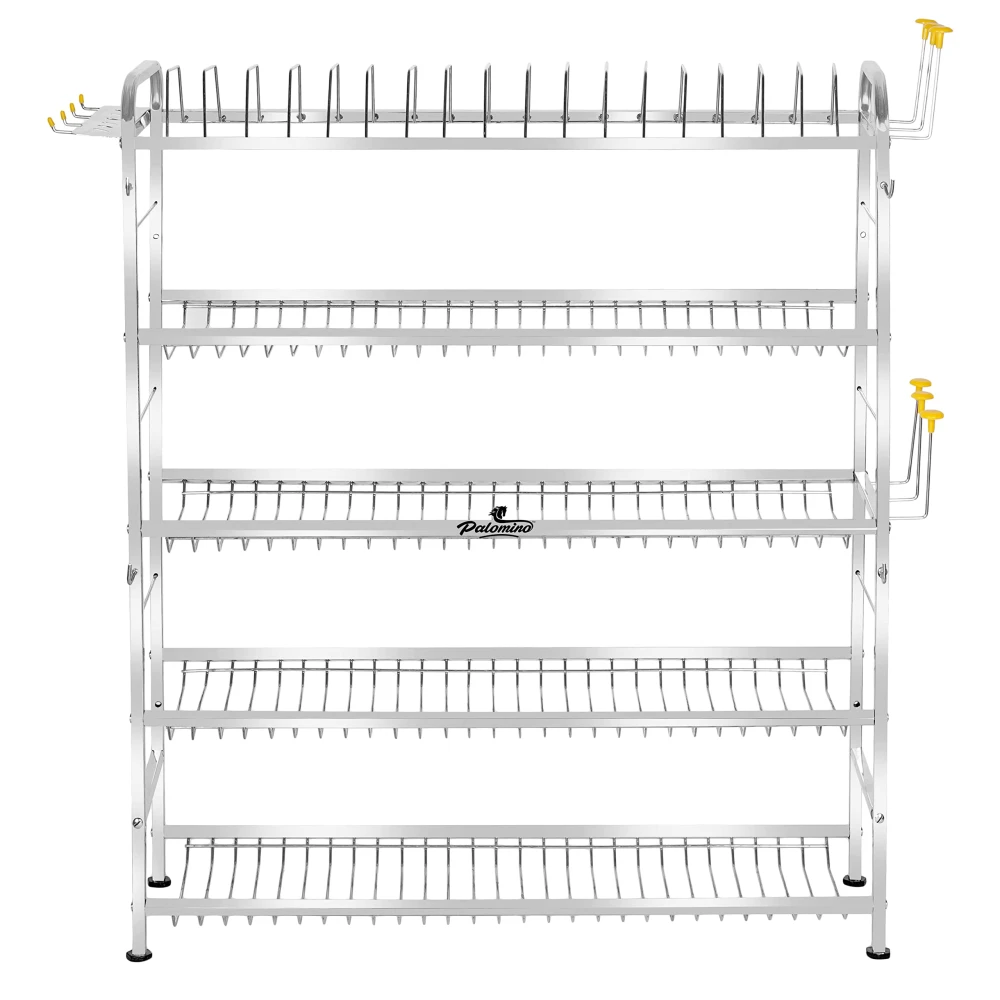 Palomino 5 Layer Shelf Wall Mount Kitchen Utensils Dish Rack | Stainless Steel Stand | Kitchen Organizer | Utensils Rack with Plate & Cutlery Stand (Opal 36 * 30 in, Tiered Shelf)